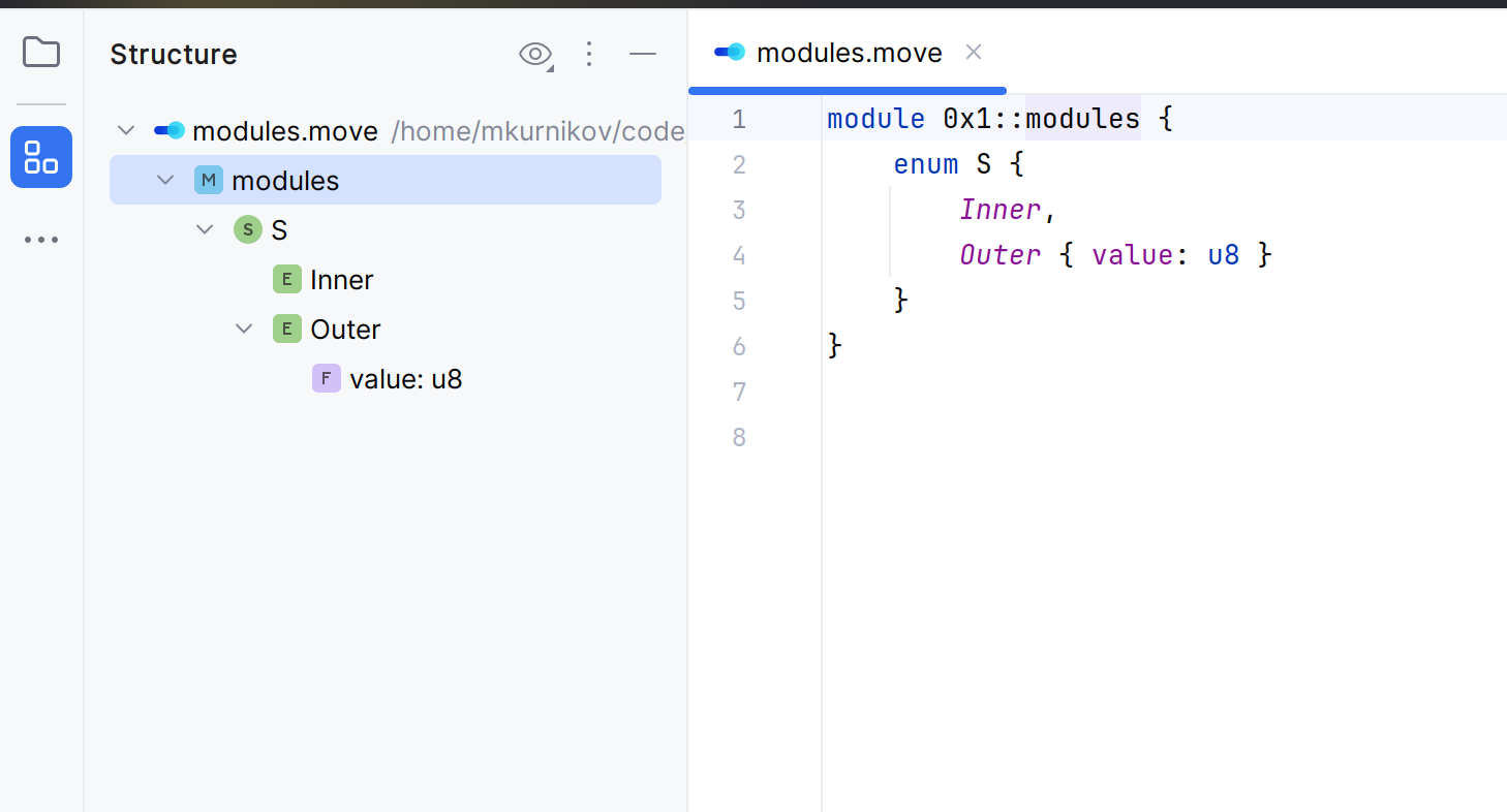 Enum structure view